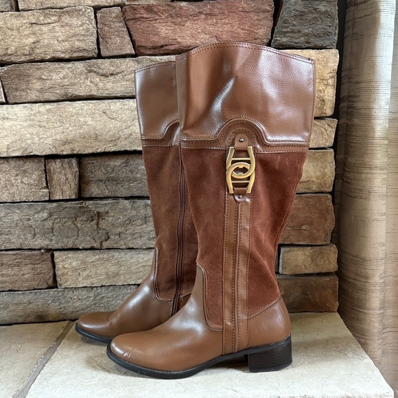 Etienne Aigner Shoes - Etienne Aigner Brown Leather & Suede Knee-High Heeled Boots